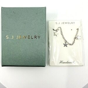 S.J Jewelry Handmade Silver Tone Star Charm Necklace Dainty Celestial Minimalist